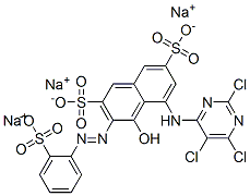 trisodium 4-hydroxy-3-[(2-sulphonatophenyl)azo]-5-[(2,5,6-trichloropyrimidin-4-yl)amino]naphthalene-2,7-disulphonate  Struktur