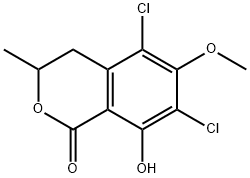 5,7-Dichloro-3,4-dihydro-8-hydroxy-3-methyl-6-methoxy-1H-2-benzopyran-1-one Struktur