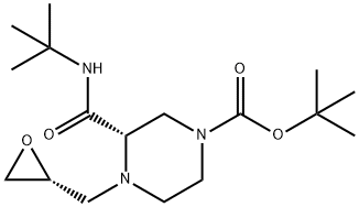 [R-(R*,S*)]-3-tert-Butylcarbamoyl-4-oxiranylmethyl-piperazine-1-carboxylic acid tert-butyl ester Struktur