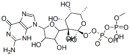 [(2S,3S,4R,5R)-5-(2-amino-6-oxo-3H-purin-9-yl)-3,4-dihydroxy-oxolan-2-yl]methoxy-[hydroxy-[(2R,3R,4R,5S,6S)-3,4,5-trihydroxy-6-methyl-oxan-2-yl]oxy-phosphoryl]oxy-phosphinic acid Struktur