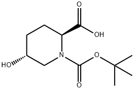 (2S-trans)-5-Hydroxy-1,2-piperidinedicarboxylic acid 1-(tert-butyl) ester Struktur