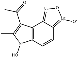 8-ACETYL-6-HYDROXY-7-METHYL-6H-[1,2,5]OXADIAZOLO[3,4-E]INDOLE 3-OXIDE Struktur