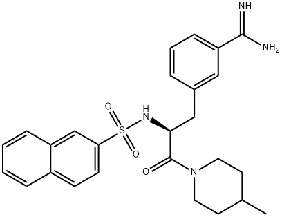 3-[(2S)-3-(4-methyl-1-piperidyl)-2-(naphthalen-2-ylsulfonylamino)-3-ox o-propyl]benzenecarboximidamide Struktur