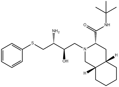 [3S-(3S,4aS,8aS,2’R,3’R)]-2-[3’-Amino-2’-hydroxy-4’-(phenyl)thio]butyldecahydroisoquinoline-3-N-t-butylcarboxamide Struktur