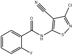 N-(3-chloro-4-cyano-5-isothiazolyl)-2-fluorobenzenecarboxamide Struktur