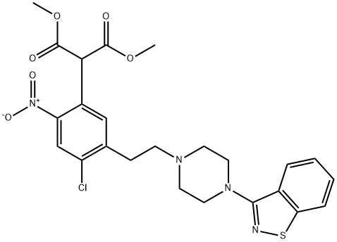 2-[5-[2-[4-(1,2-Benzisothiazol-3-yl)-1-piperazinyl]ethyl]-4-chloro-2-nitrophenyl]-propanedioic Acid 1,3-DiMethyl Ester Struktur