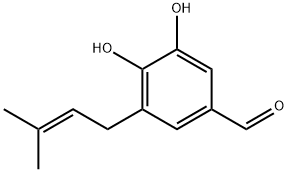 Benzaldehyde, 3,4-dihydroxy-5-(3-methyl-2-butenyl)- (9CI) Struktur