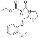 3-Thiazolidinepropanoic acid, alpha,alpha-dimethyl-2-((2-methoxyphenox y)methyl)-beta-oxo-, ethyl ester Struktur