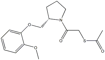 2-acetylsulfanyl-1-[(2S)-2-[(2-methoxyphenoxy)methyl]pyrrolidin-1-yl]e thanone Struktur