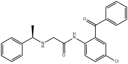 N-(2-Benzoyl-4-chlorophenyl)-2-{[(1R)-1-phenylethyl]amino}acetamide Struktur