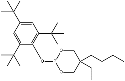 1,3,2-Dioxaphosphorinane, 5-butyl-5-ethyl-2-[2,4,6-tris(1,1-dimethylethyl)phenoxy]- Struktur