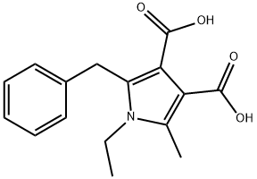 2-benzyl-1-ethyl-5-methyl-pyrrole-3,4-dicarboxylic acid Struktur