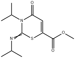 3,4-Dihydro-3-isopropyl-2-(isopropylimino)-4-oxo-2H-1,3-thiazine-6-carboxylic acid methyl ester Struktur