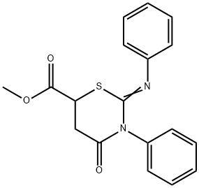 Tetrahydro-4-oxo-3-phenyl-2-phenylimino-2H-1,3-thiazine-6-carboxylic acid methyl ester Struktur