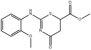 Tetrahydro-2-[(o-methoxyphenyl)imino]-4-oxo-2H-1,3-thiazine-6-carboxylic acid methyl ester Struktur