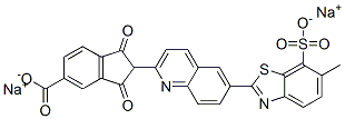 disodium 2-[6-(6-methyl-7-sulphonatobenzothiazol-2-yl)-2-quinolyl]-1,3-dioxoindan-5-carboxylate Struktur