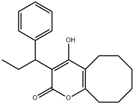 5,6,7,8,9,10-hexahydro-4-hydroxy-3-(1-phenylpropyl)-2H-cycloocta(b)pyran-2-one Struktur