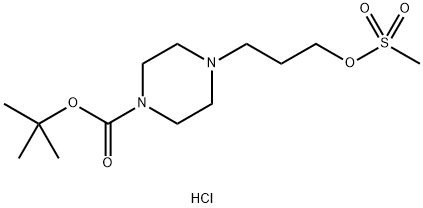 tert-butyl 4-[3-(methanesulfonyloxy)propyl]piperazine-1-carboxylate hydrochloride Struktur