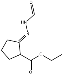 Cyclopentanecarboxylic acid, 2-(formylhydrazono)-, ethyl ester, (E)- (9CI) Struktur