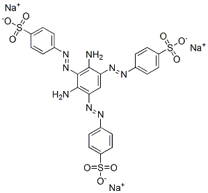 trisodium 4,4',4''-[(2,4-diaminobenzene-1,3,5-triyl)tris(azo)]tris[benzenesulphonate] Struktur