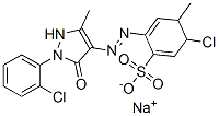 Benzenesulfonic acid, 5-chloro-2-1-(2-chlorophenyl)-4,5-dihydro-3-methyl-5-oxo-1H-pyrazol-4-ylazo-4-methyl-, sodium salt Struktur