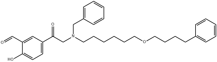 2-Hydroxy-5-[[[6,6-(4-phenylbutoxy)hexylbenzyl]amino]acetyl]benzaldehyde  Struktur