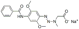 sodium [3-[4-(benzoylamino)-2,5-dimethoxyphenyl]-1-methyl-2-triazenyl]acetate Struktur