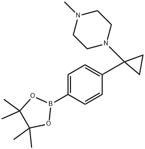 1-methyl-4-{1-[4-(tetramethyl-1,3,2-dioxaborolan-2-yl)phenyl]cyclopropyl}piperazine Struktur