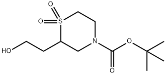 tert-Butyl 2-(2-hydroxyethyl)thiomorpholine-4-carboxylate 1,1-dioxide Struktur