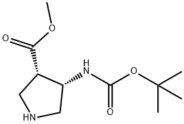 cis-Methyl 4-N-Boc-amino-pyrrolidine-3-carboxylate Struktur