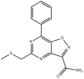 3-Carbamido-5-(methylthiomethyl)-7-phenylisoxazolo(4,5-d)pyrimidine Struktur