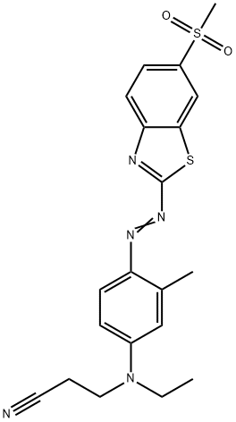 3-[ethyl[3-methyl-4-[[6-(methylsulphonyl)benzothiazol-2-yl]azo]phenyl]amino]propiononitrile  Struktur