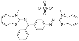 3-Methyl-2-((p-((3-methyl-2-benzothiazolinylidene)phenylhydrazino)phenyl)azo)benzothiazoliumperchlorate Struktur