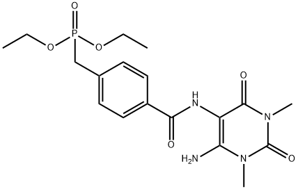 Phosphonic  acid,  [[4-[[(6-amino-1,2,3,4-tetrahydro-1,3-dimethyl-2,4-dioxo-5-pyrimidinyl)amino]carbonyl]phenyl]methyl]-,  diethyl  ester  (9CI) Struktur