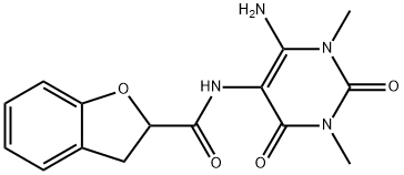 2-Benzofurancarboxamide,  N-(6-amino-1,2,3,4-tetrahydro-1,3-dimethyl-2,4-dioxo-5-pyrimidinyl)-2,3-dihydro- Struktur