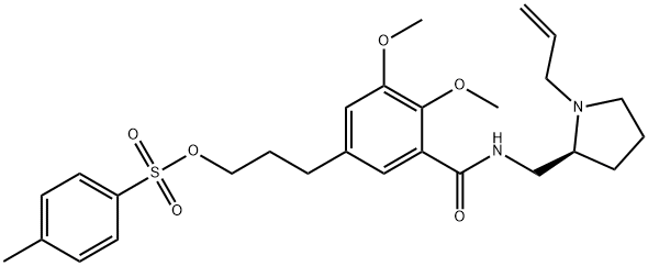 (S)-2,3-DIMETHOXY-5-[3-[[(4-METHYLPHENYL)-SULFONYL]OXY]-PROPYL]-N-[[1-(2-PROPENYL)-2-PYRROLIDINYL]METHYL]-BENZAMIDE Struktur