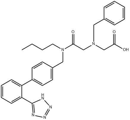 Glycine, N-(2-(butyl((2'-(1H-tetrazol-5-yl)(1,1'-biphenyl)-4-yl)methyl)amino)-2-oxoethyl)-N-(phenylmethyl)- Struktur