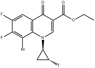 3-Quinolinecarboxylic acid, 8-broMo-6,7-difluoro-1-(2-fluorocyclopropyl)-1,4-dihydro-4-oxo-, ethyl ester, trans- (9CI) Struktur