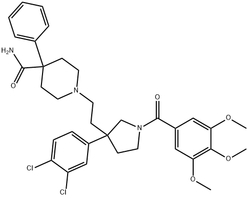 3-(3,4-DICHLOROPHENYL)-1-(3,4,5-TRIMETHOXYBENZOYL)-3-[(3-ACETAMIDO-4-PHENYLPIPERAZIN-1-YL)ETHYL]-PYRROLIDINE Struktur