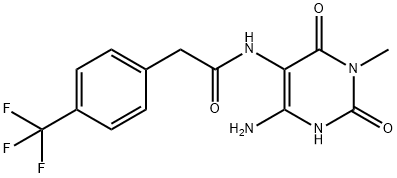 Benzeneacetamide,  N-(4-amino-1,2,3,6-tetrahydro-1-methyl-2,6-dioxo-5-pyrimidinyl)-4-(trifluoromethyl)- Struktur