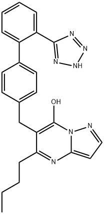 5-Butyl-6-((2'-(1H-tetrazol-5-yl)(1,1'-biphenyl)-4-yl)methyl)pyrazolo(1,5-a)pyrimidin-7-ol Struktur