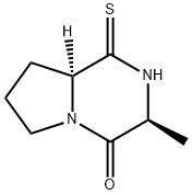 Pyrrolo[1,2-a]pyrazin-4(1H)-one, hexahydro-3-methyl-1-thioxo-, (3S-trans)- (9CI) Struktur