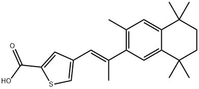 (E)-4-(2-(5,6,7,8-Tetrahydro-3,5,5,8,8-pentamethyl-2-naphthyl)propen-1 -yl)-2-thiophenecarboxylic acid Struktur