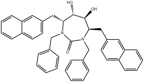 (4R,5S,6S,7R)-1,3-dibenzyl-5,6-dihydroxy-4,7-bis(naphthalen-2-ylmethyl )-1,3-diazepan-2-one Struktur