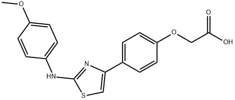 2-[4-[2-[(4-methoxyphenyl)amino]-1,3-thiazol-4-yl]phenoxy]acetic acid Struktur