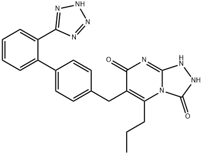 2-propyl-3-[[4-[2-(2H-tetrazol-5-yl)phenyl]phenyl]methyl]-1,5,7,8-tetr azabicyclo[4.3.0]nona-2,5-diene-4,9-dione Struktur