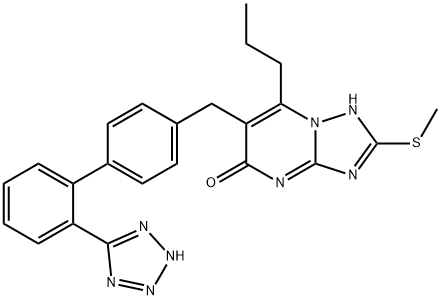 8-methylsulfanyl-2-propyl-3-[[4-[2-(2H-tetrazol-5-yl)phenyl]phenyl]met hyl]-1,5,7,9-tetrazabicyclo[4.3.0]nona-2,5,7-trien-4-one Struktur