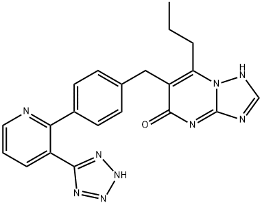 2-propyl-3-[[4-[3-(2H-tetrazol-5-yl)pyridin-2-yl]phenyl]methyl]-1,5,7, 9-tetrazabicyclo[4.3.0]nona-2,5,7-trien-4-one Struktur