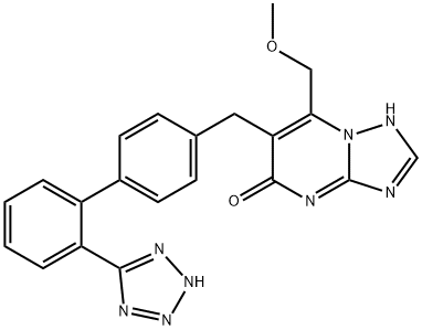 2-(methoxymethyl)-3-[[4-[2-(2H-tetrazol-5-yl)phenyl]phenyl]methyl]-1,5 ,7,9-tetrazabicyclo[4.3.0]nona-2,5,7-trien-4-one Struktur