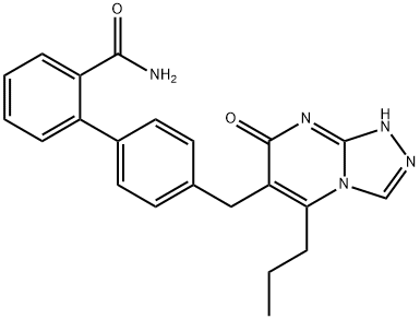 4'-((1,7-Dihydro-7-oxo-5-propyl-1,2,4-triazolo(4,3-a)pyrimidin-6-yl)methyl)-(1,1'-biphenyl)-2-carboxamide Struktur